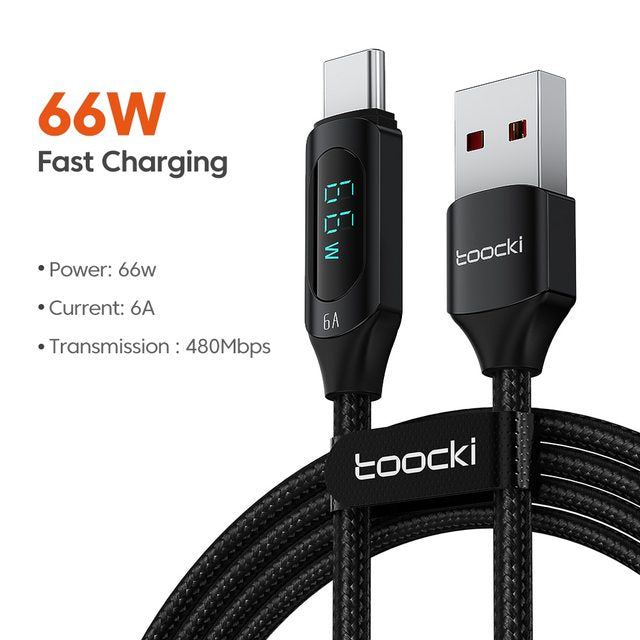 Toocki – câble USB type-c 100W pour recharge rapide et transfert de  données, cordon de chargeur